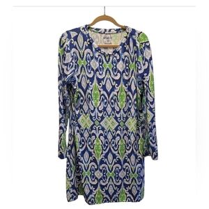 IBKUL Dress Doreen Blue Floral Long Sleeve Golf Tennis Pickleball Size XLarge